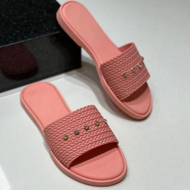 Imagem de Sandalia Feminina Strass Brilho Rasteirinha Antiderrapante Chinelo Adu