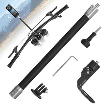Imagem de SUREWO Suporte de guidão de motocicleta de alumínio para Insta360 X5, suporte de selfie para guidão de bicicleta com haste de liga de alumínio ajustável para Insta360 X4 X3 X2 X, DJI Action 5Pro/4/3