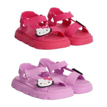 Imagem de Kit 2 Pares Sandália Infantil Hello Kitty Menina Estilosa e Confortáve