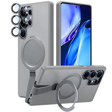 Imagem de QSEVNSQ Capa projetada para Samsung Galaxy S24 Ultra com suporte magnético invisível [proteção militar contra quedas] [compatível com MagSafe] Slim translúcido fosco, cinza