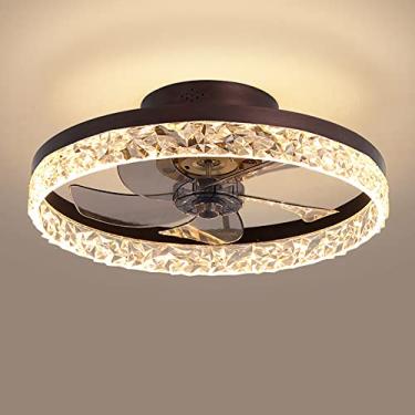 Imagem de Ventilador de teto com luz LED Iluminação de teto de cristal K9 de luxo 3 lâminas Ventilador de teto regulável com controle remoto 6 velocidades Moderno e silencioso Ventilador de teto Lâmpa