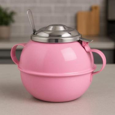 Imagem de Açucareiro Com Colher Inox Colors Rosa 500gr Ravinox