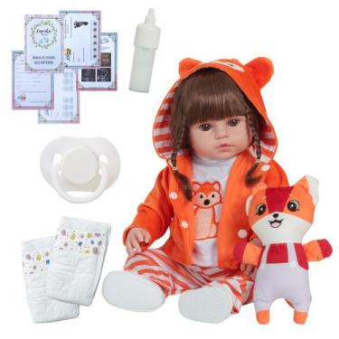 Imagem de Bebê Reborn Silicone Menina Raposinha Pode Dar Banho 46cm - Cegonha Re