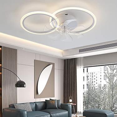 Imagem de Ventiladores de teto modernos com lâmpadas LED silencioso regulável branco ventilador de teto inteligente com iluminação temporizador de 6 velocidades lustres de design reversível com ventil