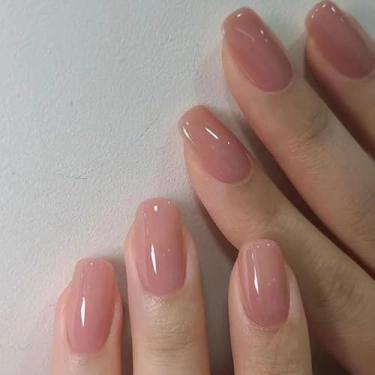 Imagem de Kit de unhas de pressão curto médio redondo nude cola falsa conjunto de unhas com design cobertura completa bastão falso artificial em unha de acrílico para mulheres uso diário 24 peças