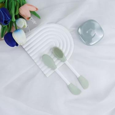 Imagem de Pincéis de máscara facial de silicone, 2 pincéis reutilizáveis de limpeza de poros faciais para aplicar produtos de cuidados com a pele, aplicador de pincel de máscara facial para argila, creme, loção
