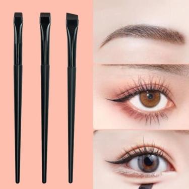 Imagem de Conjunto de pincéis de sobrancelha angulares ultrafinos, ferramenta de maquiagem de delineador de precisão com cerdas sintéticas
