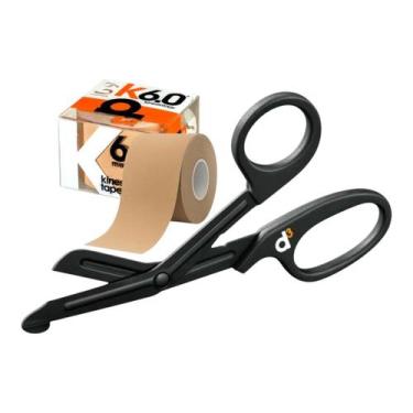 Imagem de Kit Bandagem Elástica Hipoalergênica D3 Tape K6 Kinesiology + Tesoura 