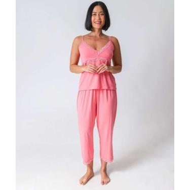 Imagem de Pijama Feminino Capri Recorte Renda Marisa Rosa-73014, Rosa, G