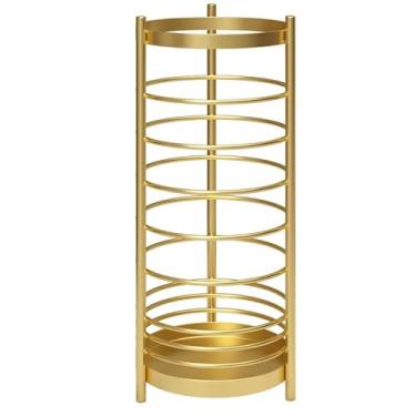 Imagem de Suporte de guarda-chuva leve para guarda-chuvas de luxo rack de armazenamento comercial hotel lobby escritório casa guarda-chuva porta doméstica guarda-chuva balde suporte de guarda-chuva rack (ouro)