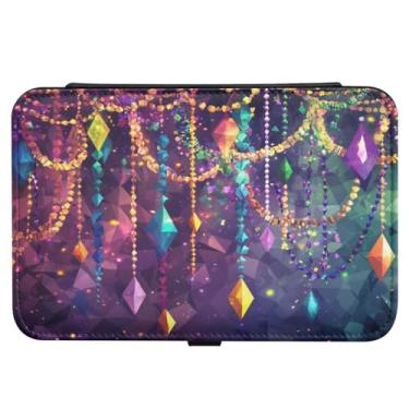 Imagem de Burbuja Caixa de joias de viagem com contas de decoração de carnaval para mulheres e meninas, estojo de joias portátil de couro PU organizador para brincos, anéis, colares e pulseiras