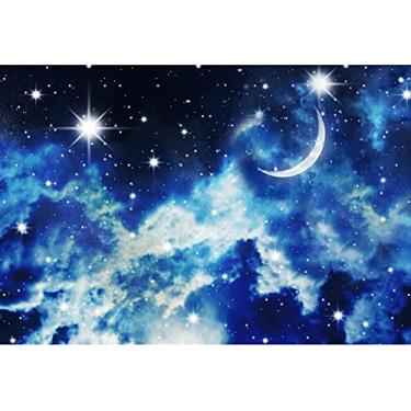 Imagem de Yeele 3 x 2,4 m Noite estrelada céu fundo lua estrela nuvem universo espaço tema fotografia fundo galáxia estrelas crianças menino 1º aniversário festa decorações crianças retrato foto cabine adereços papel de parede