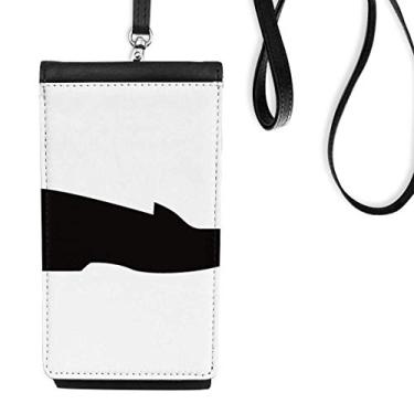 Imagem de Bolsa masculina de couro preto com estampa de contornos para celular, bolsa para pendurar móvel bolso preto