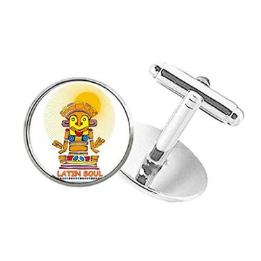 Imagem de DIYthinker Abotoaduras com botão redondo e estampa de estátua latina do antigo Egito