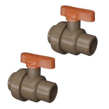 Imagem de Kit 2x Registro De Esfera Soldável Pvc 50mm (1.1/2) Marrom - FORTLEV