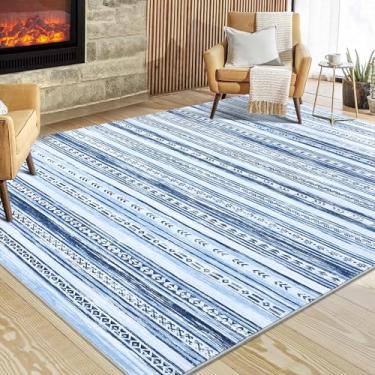 Imagem de WESTLOOM Tapete grande 8x10 tapetes de área para quarto lavável moderno tapete de sala de estar tapetes marroquinos tapete azul tapete macio grande tapete geométrico boémio tapete de berçário tapete