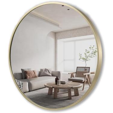 Imagem de SNUGACE Espelho de banheiro com moldura dourada espelho redondo para montagem na parede, 61 cm