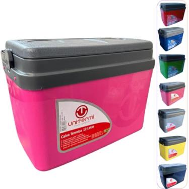 Imagem de Caixa térmica Cooler 7,5L Alça Tampa bandeja Floripa Unitermi Cerveja Água Suco Praia Churrasco (ROSA)