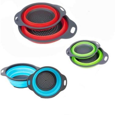 Imagem de Escorredor Macarrão Alimentos Retrátil Em Silicone Para Arroz-legumes-salada Portátil