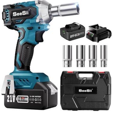 Imagem de Chave de impacto sem fio Seesii WH450 3/8 com bateria de 4,0 Ah