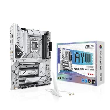 Imagem de ASUS Placa mãe Z790-AYW WiFi W II Intel Z790 (LGA 1700) ATX com PCIe® 5.0, 3X M.2, 12+1 DrMOS, DDR5, WiFi 6, LAN de 2,5 GB, HDMI, USB 10Gbps Type-C®, USB 10Gbps Type-C®, Thunderbolt™, USB4®, Aura Sync
