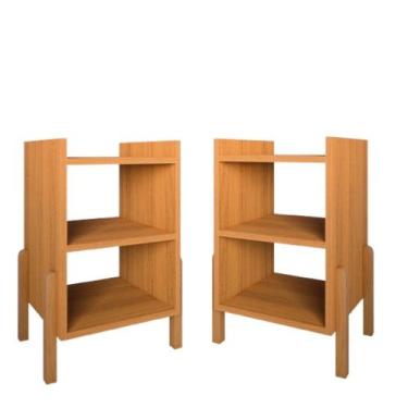 Imagem de Kit 2 Mesinhas de Cabeceira Sofia Pé de Madeira Divisor de Ambiente Pi