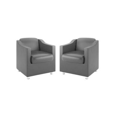 Imagem de Kit 2 Poltronas Bia Decorativa Reforçada Recepção Clinica Salão Sala De Estar Courino