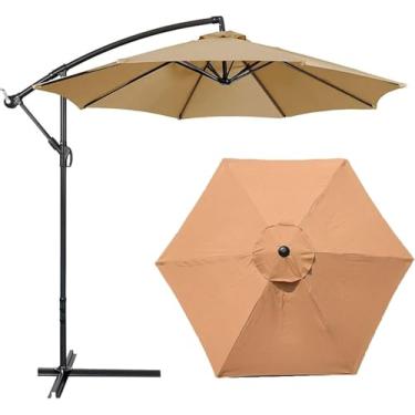 Imagem de 6 Braços 2m / 2,7m / 3m Capas De Guarda-sol De Substituição Dossel De Substituição De Guarda-chuva De Pátio Guarda-chuva De Mesa De Mercado Ao Ar Livre Substitu, Khaki, 2.7M/8.85Ft