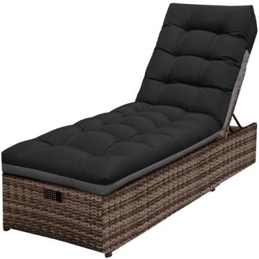 Imagem de DANGHOOGY Almofadas de espreguiçadeira ao ar livre, almofadas de espreguiçadeira para móveis ao ar livre, à prova d'água, com gravidade zero, 71 x 21 x 4 polegadas, preto