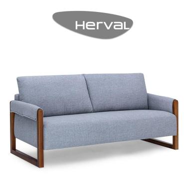 Imagem de Sofá 3 Lugares Herval Wood Cinza, 191 cm