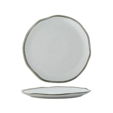 Imagem de Prato de arroz de cerâmica simples estilo japonês retrô requintado resistente a altas temperaturas - prato raso ondulado de 25.4 cm