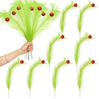Imagem de Topper de árvore de Natal Yuxung vermelho verde 43 cm verde limão (8)