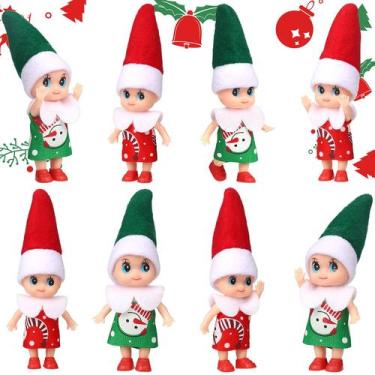 Imagem de Boneca de elfo de Natal Sumind Elf Twins 8 peças vermelha e verde