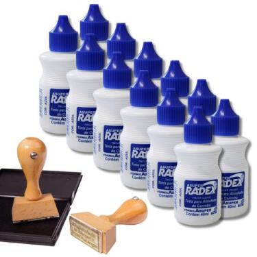 Imagem de 12 Uni Tinta Para Carimbo Azul Refil Almofada Carimbeira Alto Rendimen