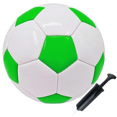 Imagem de Bola de futebol tamanho 2 verde pequena bomba com agulha para treinamento interno e externo sofá de prática presente escolar para crianças crianças meninos meninas jovens