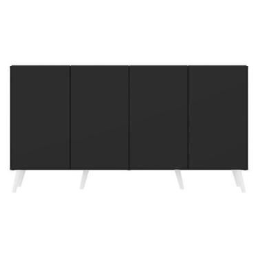 Imagem de Aparador Buffet Retrô Multimóveis 4 Portas Preto/branco - MULTIMOVEIS