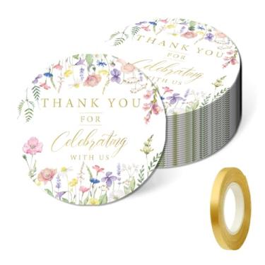 Imagem de 50 etiquetas de presente de agradecimento, etiquetas de presente personalizadas florais rosa de 5 x 5 cm com cordão para casamento, aniversários, lembrancinhas, chá de bebê, chá de panela