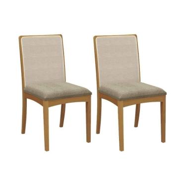 Imagem de Cadeira Sala De Jantar Lara 2cmm007ca Premium Madeira Maciça Kit 2 Un Carvalho/boucle Bege Fendi/tela Bege - Kappesberg