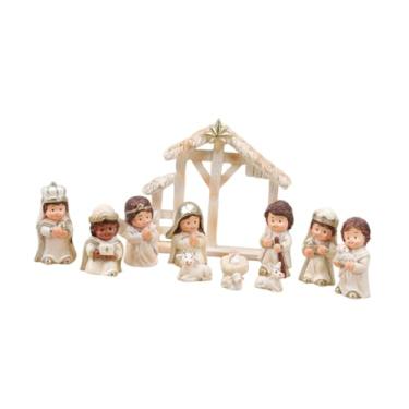 Imagem de simhoa Conjunto de 12 peças de figuras da Sagrada Família com o Menino Jesus no presépio.