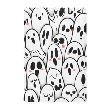 Imagem de JUZIHAI Lençol de berço de Halloween Ghosts para meninos e meninas, macio e elástico respirável para berço padrão e cama infantil, 132 x 71 cm