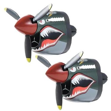 Imagem de 2 peças P-40 Decoração de saída de ar de carro de combate Warhawk Clipe de avião Hélice Giratória Frescura de Longa Duração Frescura Fácil Instalação Auto Decoração Interior (A)