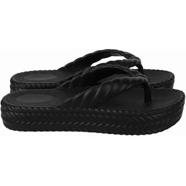 Imagem de CORFLY Chinelo de Dedo Feminino EVA Premium Nuvem Macio Ortopédico com Salto Anabela Conforto e Estilo (Preto37-38, Adulto, Numérico, BR)