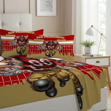 Imagem de Allenjoy Jogo de lençol com elástico, lençol de cima e 2 fronhas para decoração de quarto, casal e 2 fronhas para meninos e fãs de São Francisco