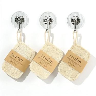 Imagem de Pacote com 3 esponjas de limpeza naturais verdadeiramente livres, esfregão de pratos Luffa 100% orgânico, esponja de máquina de lavar louça de cozinha compostável à base de plantas, rejunte e azulejo