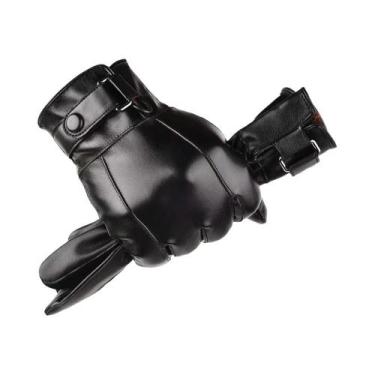 Imagem de Luvas De Couro Impermeáveis Para O Inverno Masculinas Com Forro De Cas