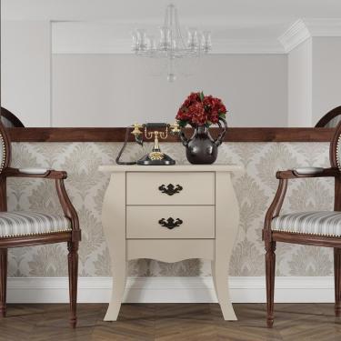 Imagem de Mesa de Cabeceira Quarto Bombe Premier 2 Gavetas Off White