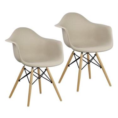 Imagem de Kit 2 Cadeiras Charles Eames Eiffel Design Wood Com Braços - Magazine