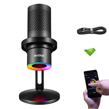 Imagem de Godox EM68X RGB USB Condensador Microfone Podcast Mic E-sports Ajuste cardioide, bidirecional, estéreo e omnidirecional controlado pelo aplicativo Godox Mic para gravação, streaming e jogos