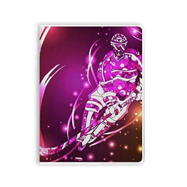 Imagem de Caderno de ilustração de desenho de hóquei no gelo para esqui esportivo, capa de chiclete, diário de capa macia