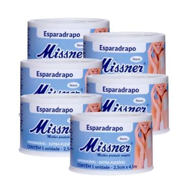 Imagem de Esparadrapo Impermeável Extra Flexível Branco 2,5 cm x 4,5 m (MISSNER) - KIT COM 6 UNIDADES